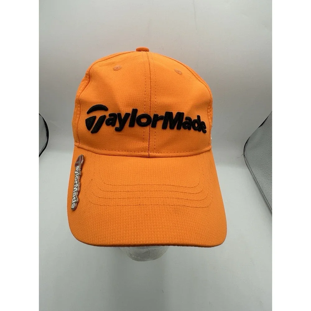 TaylorMade R15 Hat Mens Orange Golf Cap Adjustable Strapback Logo Pin